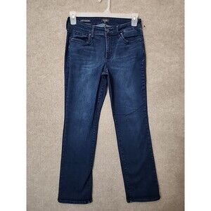 NYDJ Marilyn Straight Jeans Womens 8 Petite Blue Dark Wash Lift Tuck Stretch